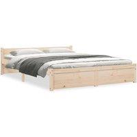 Berkfield Home Bed Frame Solid Wood 135x190 cm Double in Natural