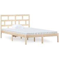 Berkfield Home Bed Frame Solid Wood Pine 120x200 cm in Light Tan | Size: Small Double