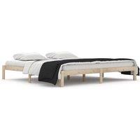 Berkfield Home Bed Frame Solid Wood Pine 200x200 cm in Light Tan