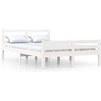Berkfield Home Bed Frame White Solid Wood 135x190 cm Double