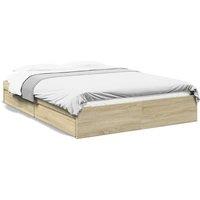 Berkfield Home Bed Frame with Drawers without Mattress Sonoma Oak 160x200 cm in Light Tan