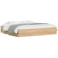 Berkfield Home Bed Frame with Drawers without Mattress Sonoma Oak 200x200 cm in Tan