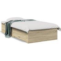 Berkfield Home Bed Frame w/Drawers Frame Sonoma Oak 75x190 cm Small Single in Light Tan