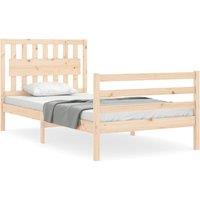 Berkfield Home Bed Frame with Headboard 100x200 cm Solid Wood in Natural