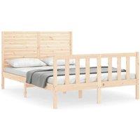 Berkfield Home Bed Frame with Headboard 120x200 cm Solid Wood in Natural