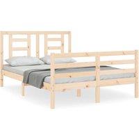 Berkfield Home Bed Frame with Headboard 140x190 cm Solid Wood in Light Tan
