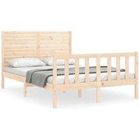 Berkfield Home Bed Frame with Headboard 140x190 cm Solid Wood in Light Tan