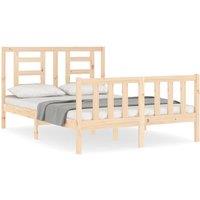 Berkfield Home Bed Frame with Headboard 140x200 cm Solid Wood in Natural