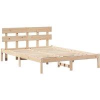 Berkfield Home Bed Frame with Headboard 140x200 cm Solid Wood Pine in Natural