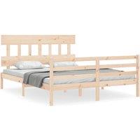 Berkfield Home Bed Frame with Headboard 160x200 cm Solid Wood in Natural
