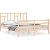 Berkfield Home Bed Frame with Headboard 160x200 cm Solid Wood in Natural