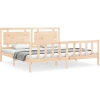 Berkfield Home Bed Frame with Headboard 200x200 cm Solid Wood in Natural