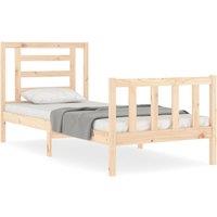 Berkfield Home Bed Frame with Headboard 90x200 cm Solid Wood in Natural