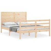 Berkfield Home Bed Frame with Headboard Double Solid Wood in Natural