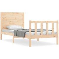 Berkfield Home Bed Frame with Headboard Single Solid Wood in Light Tan