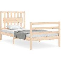 Berkfield Home Bed Frame with Headboard Single Solid Wood in Light Tan