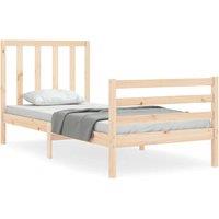 Berkfield Home Bed Frame with Headboard Small Single Solid Wood in Light Tan