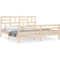 Berkfield Home Bed Frame with Headboard Super King Size Solid Wood in Natural