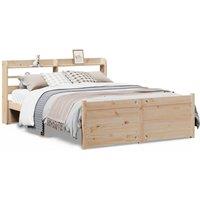 Berkfield Home Bed Frame with Headboard without Mattress 135x190 cm Double in Light Tan