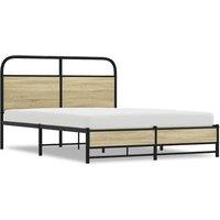 Berkfield Home Bed Frame without Mattress 140x200 cm Sonoma Oak Engineered Wood in Brown