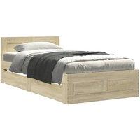 Berkfield Home Bed Frame with Headboard without Mattress Sonoma Oak 100x200 cm in Light Oak
