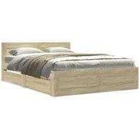 Berkfield Home Bed Frame with Headboard without Mattress Sonoma Oak 120x200 cm in Light Brown | Size: Small Double
