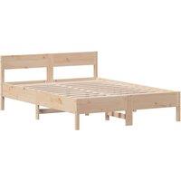 Berkfield Home Bed Frame without Mattress 150x200 cm King Size Solid Wood Pine in Light Tan