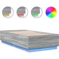 Berkfield Home Bed Frame with LED without Mattress Grey Sonoma 90x190 cm Single