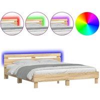 Berkfield Home Bed Frame with LED without Mattress Sonoma Oak 160x200 cm in Brown