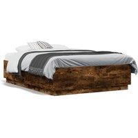 Berkfield Home Bed Frame without Mattress Smoked Oak 120x190 cm Small Double in Brown