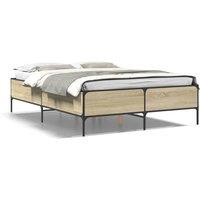 Berkfield Home Bed Frame without Mattress Sonoma Oak 150x200 cm King Size in Light Tan