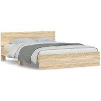 Berkfield Home Bed Frame without Mattress Sonoma Oak 150x200 cm King Size in Light Tan