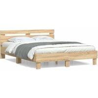Berkfield Home Bed Frame without Mattress Sonoma Oak 150x200 cm King Size in Light Brown