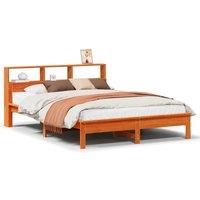 Berkfield Home Bed Frame without Mattress Wax Brown 135x190 cm Double Solid Wood Pine