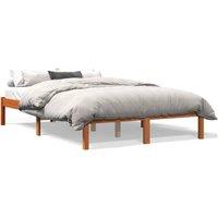 Berkfield Home Bed Frame without Mattress Wax Brown 135x190 cm Double Solid Wood Pine