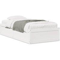 Berkfield Home Bed Frame Frame White 75x190 cm Small Single Solid Wood Pine