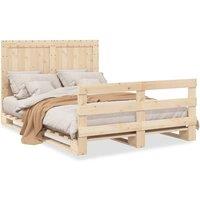 Berkfield Home Bed Frame without Mattress with Headboard 140x200 cm Solid Wood in Light Tan