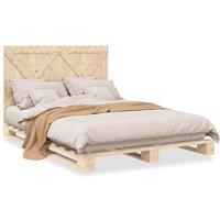 Berkfield Home Bed Frame without Mattress with Headboard 140x200 cm Solid Wood in Light Tan