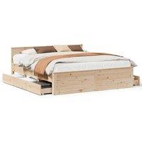 Berkfield Home Bed Frame without Mattress with Headboard 200x200 cm Solid Wood Pine in Light Tan