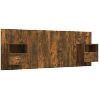 Berkfield Home Bed Headboard with Cabinets Smoked Oak Engineered Wood in Brown