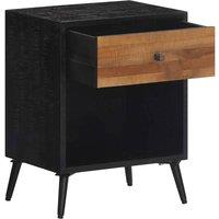 Berkfield Home Bedside Cabinet 40x30x50 cm Solid Wood Teak in Black | Size: 40 x 30 x 50 cm