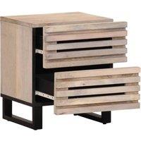 Berkfield Home Bedside Cabinet 40x33x46 cm Solid Wood Bleached Mango in Light Tan | Size: 40 x 33 x 46 cm