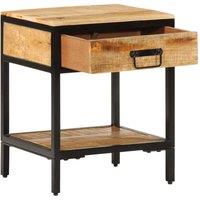 Berkfield Home Bedside Cabinet 40x35x50 cm Solid Wood Rough Mango in Brown | Size: 40 x 35 x 50 cm