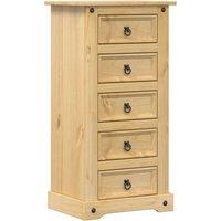 Berkfield Home Bedside Cabinet Corona 53x39x103 cm Solid Wood Pine in Light Tan | Size: 53 x 39 x 103 cm