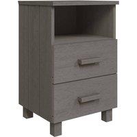 Berkfield Home Bedside Cabinet HAMAR Light Grey 40x35x62 cm Solid Wood Pine | Size: 40 x 35 x 62 cm