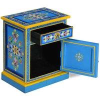 Berkfield Home Bedside Cabinet Solid Mango Wood Turquoise Hand Painted