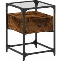 Berkfield Home Bedside Cabinet Smoked Oak 40x40x55 cm Engineered Wood in Brown | Size: 40 x 40 x 55 cm