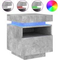 Berkfield Home Bedside Cabinet with LED Lights Concrete Grey 40x39x48.5 cm