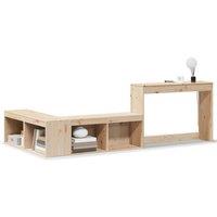 Berkfield Home Bedside Cabinet with Desk 232x122x75 cm Solid Wood Pine in Light Tan | Size: 232 x 122 x 75 cm