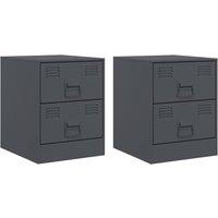 Berkfield Home Bedside Cabinets 2 pcs Anthracite 34.5x39x44 cm Steel in Dark Grey